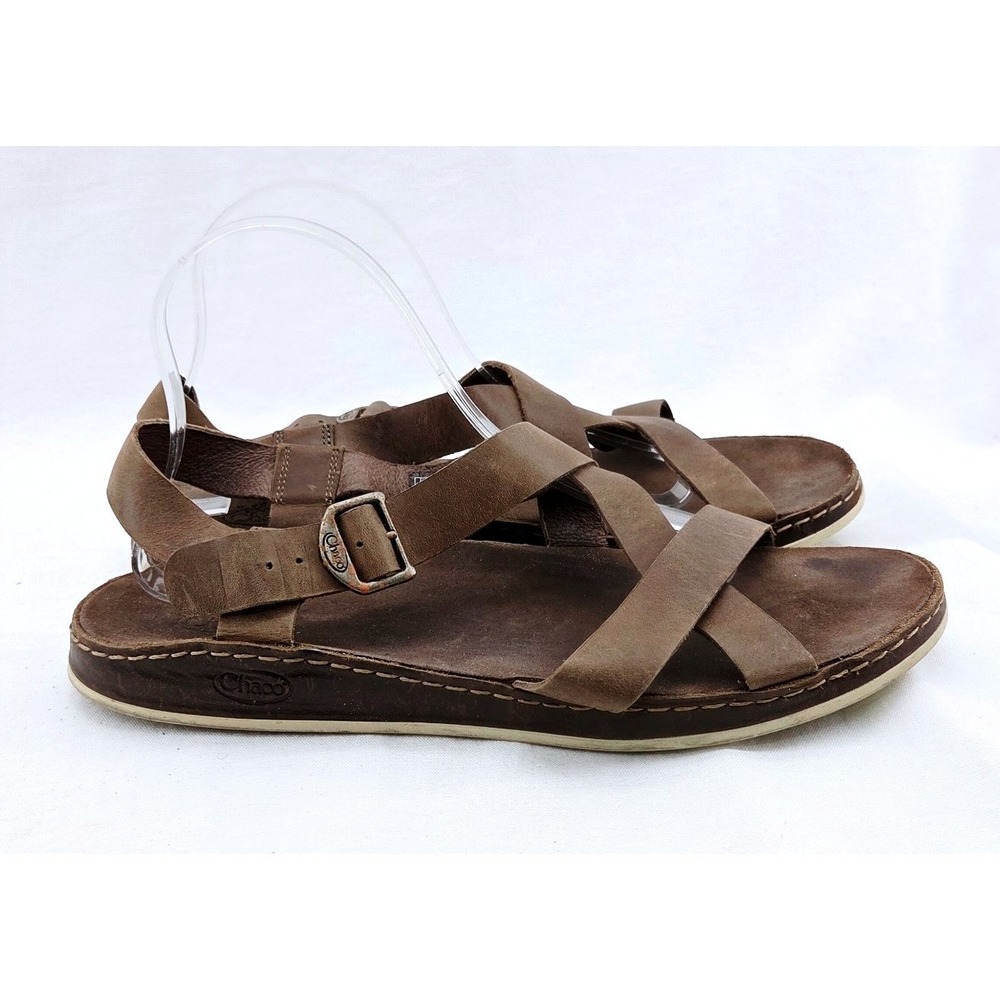 Chaco Wayfarer Leather Sandals Womens 12 Otter Brown J106530 Buckle Strappy - Picture 2 of 8